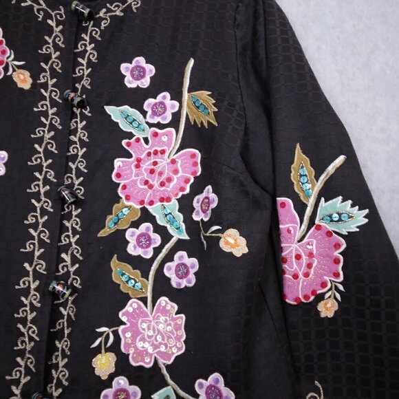 Alex Kim | Vintage Embroidered Sequin Jacket Black | Size M - Picture 3 of 10